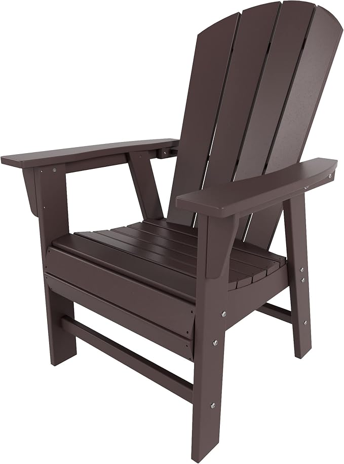 WestinTrends Malibu Outdoor Patio HDPE Plastic Adirondack Dining Chair Dark Brown