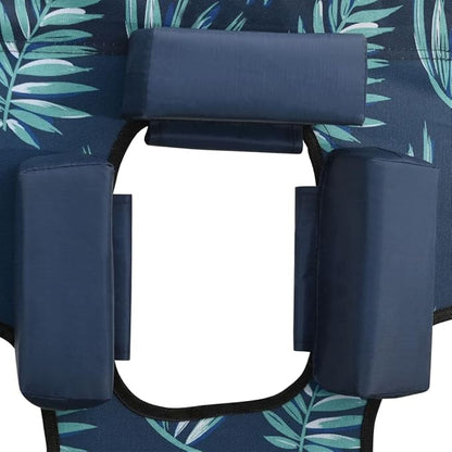 Folding Sun Lounger Green Steel Frame Polyester 74 x 23 x 11 in Adjustable Reclining Backrest Leaf Print Lightweight for Pool Beach Patio Garden