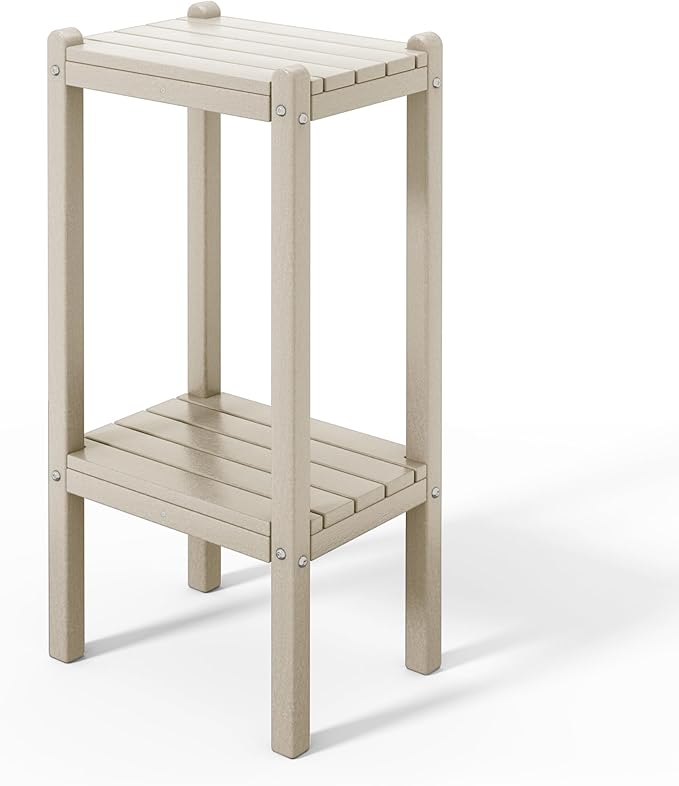Costaelm Outdoor Side Table, 2-Tier Small Patio Coffee Tables for Outside, Outdoor End Tables for Patio, Adirondack Side Table for Outside for Pool, Porch, Garden, Sand
