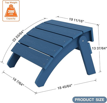 YEFU Adirondack Ottoman Set of 4, Adirondack Foot Rest, Patio Foot Rest, Folding Adirondack Footstool, Weather Resistant for Adirondack Chair, Widely Used for Outdoor, Backyard, Fire Pits-Navy Blue
