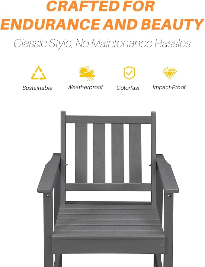 HDPE Patio Dining Set, 5-Piece Outdoor Table and Chairs with Umbrella Hole, Modern Outdoor Dining Set for 4 - Photo 5