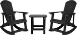 Flash Furniture Set of 2 Savannah Adirondack Rocking Chairs - Commercial Grade All-Weather Black Poly Resin Wood - Photo 1