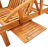 Wooden Sun Lounger Set with Green Cushions 4 Pieces Adjustable Backrest and Armrests Foldable Acacia Wood Outdoor - Photo 5