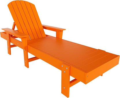 WestinTrends Dylan HDPE Outdoor Patio Poly Adirondack Reclining Chaise Lounge with Arms, Orange