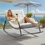 Oversized Rocking Chair with Cushion and Armrests, Lounge Rocker Recliner for Living Room, Bedroom, Patio, Porch - Photo 1