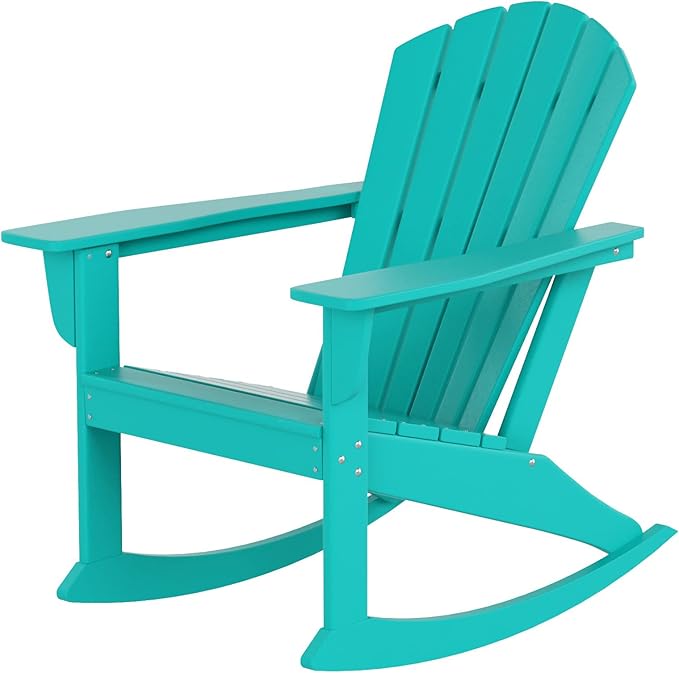WO WESTIN OUTDOOR HDPE Altura Outdoor Rocking Poly Adirondack Chair, Turquoise