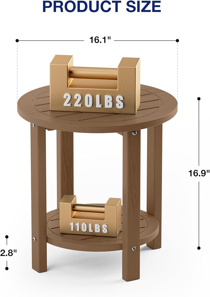 YEFU 3-Piece Adirondack Chair and Table Set: Outdoor Lounge Furniture Set - Outdoor Chair Plastic Weather Resistant with Wide Armrests for Patio Lawn Pool Porch Garden(Teak
