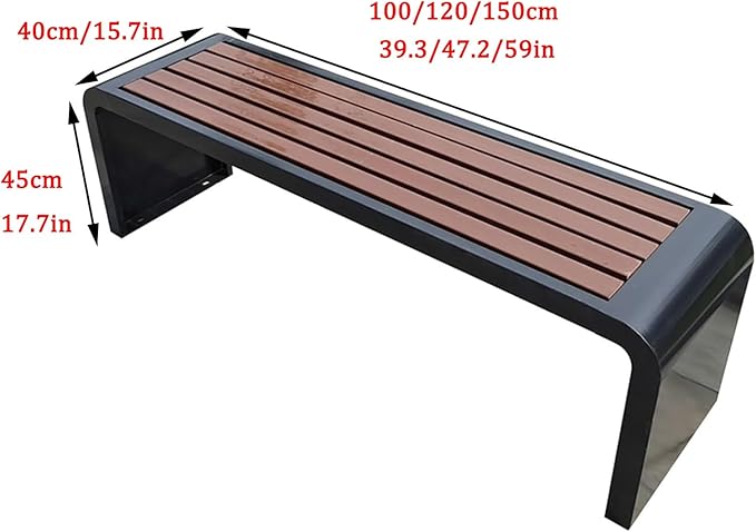 Metal Garden Bench, Patio Benches for Outdoors, Outside Backless Park Bench, 2-3 Seater Front Porch Benches, for Balcony, Park, Lounge(Silver,120cm/47.2in)