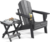 VINGLI Small HDPE Folding Side Table, Plastic Waterproof Portable Adirondack Coffee End Tables, All Weather for Patio - Photo 8