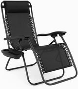 Adjustable Zero Gravity Lounge Chair with Steel Mesh Fabric: Reclining Lawn Chair Featuring Comfort Pillow - Photo 1
