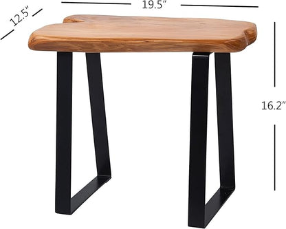 Live Edge Cedar Entryway Bench 19.5" x 12.5" x 16.2" H Rustic End Table Living Room Accent Solid Wood Natural Coffee Side Table Bedroom Vintage Outdoor Garden Stand Foot Stool