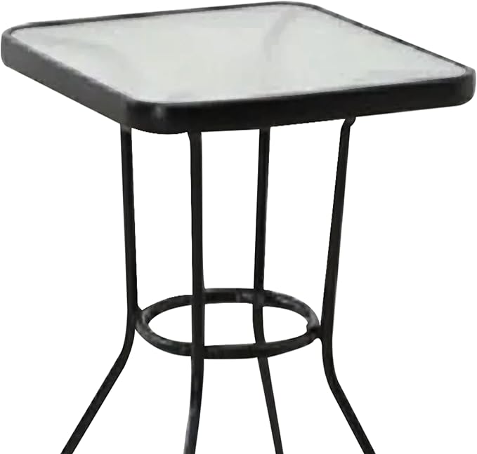 Four Seasons Courtyard Sunny Isles 24 Inch Outdoor Patio Bistro Dining Table Backyard Squared Furniture with Tempered - Photo 7
