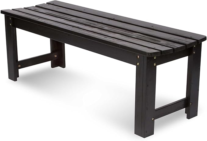 Shine Company Outdoor Wooden Backless Patio Garden Bench, 4 Ft, Black