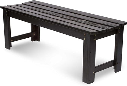 Shine Company Outdoor Wooden Backless Patio Garden Bench, 4 Ft, Black