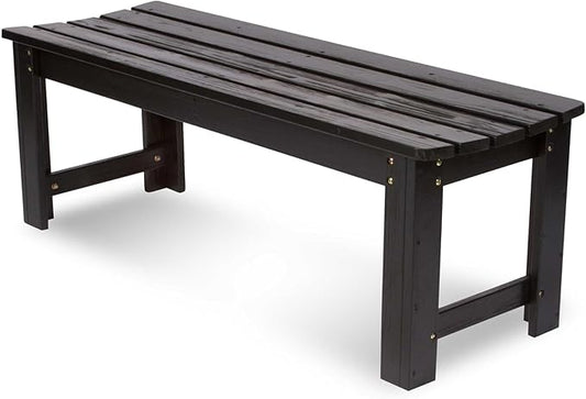 Shine Company Outdoor Wooden Backless Patio Garden Bench, 4 Ft, Black