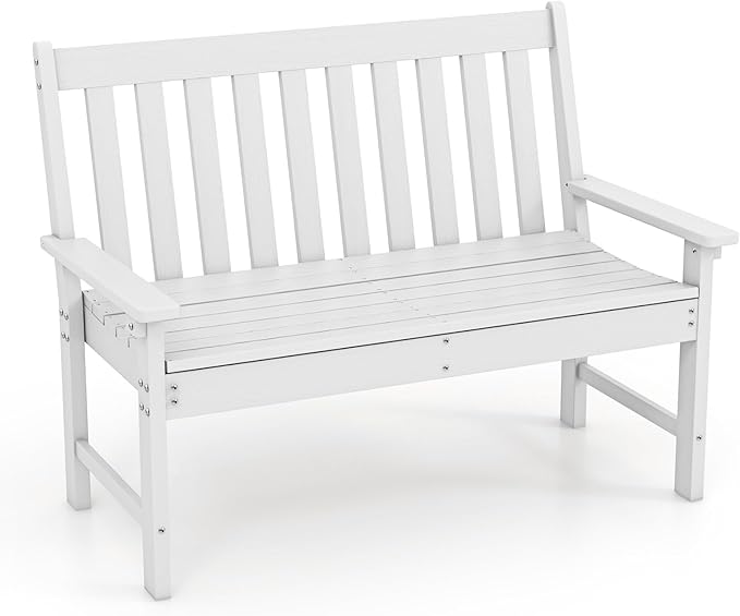 Giantex Outdoor Bench, 52-Inch Outside Bench All-Weather HDPE Park Bench with Backrest and Armrests - Photo 1