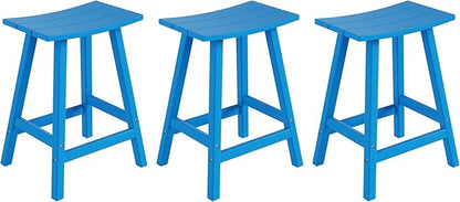 WestinTrends Malibu Malibu 24 Inch Counter High Saddle Stools (Set of 3), Pacific Blue
