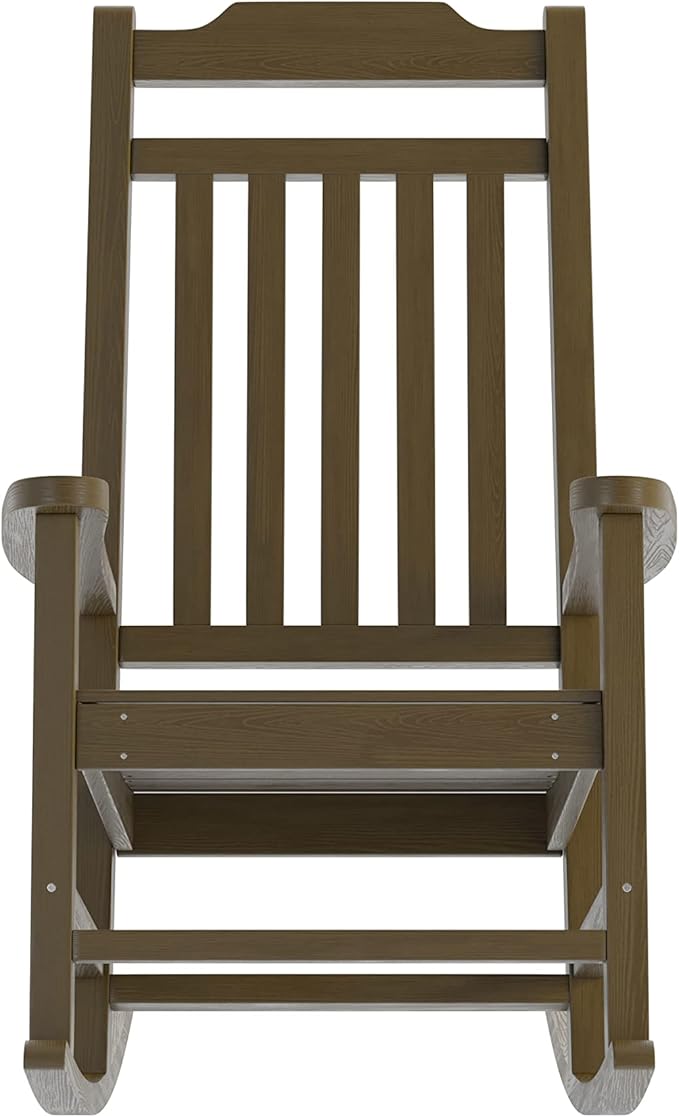 Flash Furniture Winston All-Weather Poly Resin Rocking Chair in Mahogany