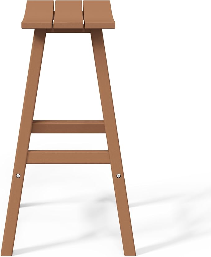 WestinTrends Malibu 29 Inch Outdoor Bar Stools, All Weather Resistant Poly Lumber Adirondack Bar Height Stools, Teak