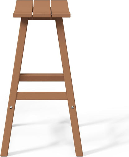 WestinTrends Malibu 29 Inch Outdoor Bar Stools, All Weather Resistant Poly Lumber Adirondack Bar Height Stools, Teak