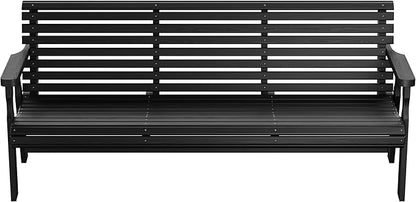 Amish Casual Heavy Duty 6 Foot Roll Back Outdoor Bench in Semi Solid Black Stain - Amish Made in The USA from Treated Pine for Outdoor Durability, 700 Lb Weight Capacity