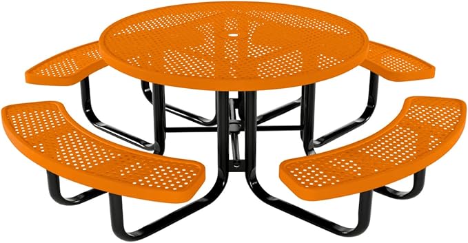 COATEDOUTDOORFURNITURE Heavy-Duty Portable Outdoor Kids Table with Umbrella Hole, Punched Steel Kids Picnic Table - Photo 1