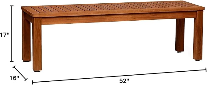 Amazonia Aster Backless Patio Eucalyptus Wood | Ideal for Outdoors and Indoors, 53", Brown Bench