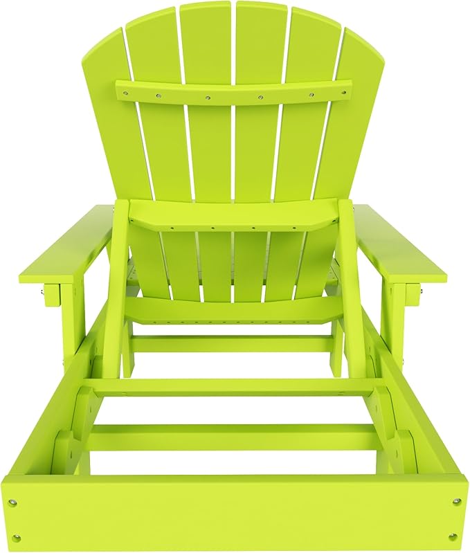 WestinTrends Dylan HDPE Outdoor Patio Poly Adirondack Reclining Chaise Lounge with Arms, Lime