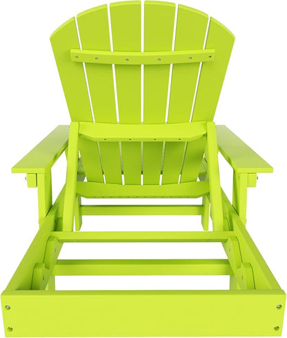 WestinTrends Dylan HDPE Outdoor Patio Poly Adirondack Reclining Chaise Lounge with Arms, Lime