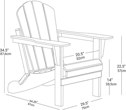 Folding Adirondack Chair, All-Weather Fire Pit Chairs, Oversized All Weather Resistant Outdoor Adirondack Chair for Firepit Area BBQ Beach Deck Garden Lawn Backyard Pool (Dark Green)