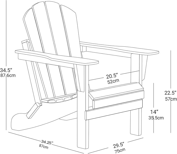 Folding Adirondack Chair,All-Weather Fire Pit Chairs,Oversized All Weather Resistant Outdoor Adirondack Chair for Firepit Area BBQ Beach Deck Garden Lawn Backyard Pool (Antique Black)