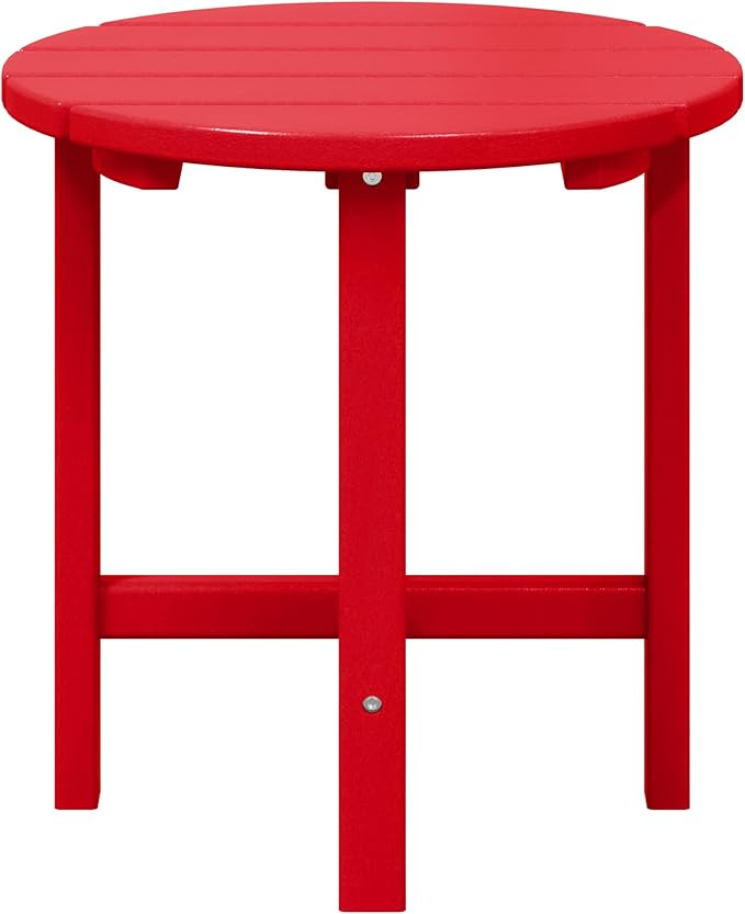 WestinTrends Dylan Adirondack Round Outdoor Side Table, Red - Photo 1