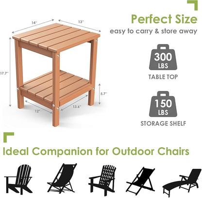 GREENVINES Outdoor Rocking Chair Set | 3-Piece | 2 Rocking Chairs with 1 Side Table | Porch Rocker | HDPE Plastic | Teak | Patio Furniture Sets | High Back | Big & Tall | Ladder Back