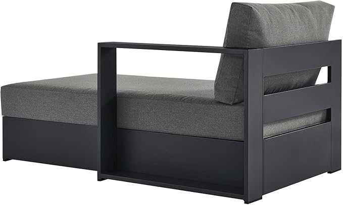 Modway Tahoe Powder-Coated Aluminum Outdoor Chaise Lounge in Gray Charcoal with Weather-Resistant Cushions - Photo 5