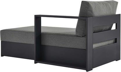 Modway Tahoe Powder-Coated Aluminum Outdoor Chaise Lounge in Gray Charcoal with Weather-Resistant Cushions, Modular Right-Facing Patio Lounger for Pool Furniture or Sectional Sofa Set