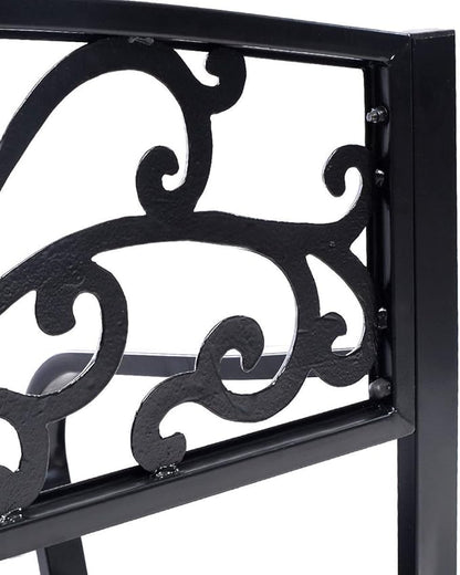 Wenst'sKufAN 50" Patio Garden Bench Park Patio Yard Furniture Decor Powder-Coated Cast Iron Black