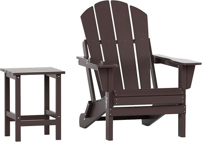 WO WESTIN OUTDOOR HDPE Laguna Outdoor Poly Adirondack Chair with Side Table, Dark Brown