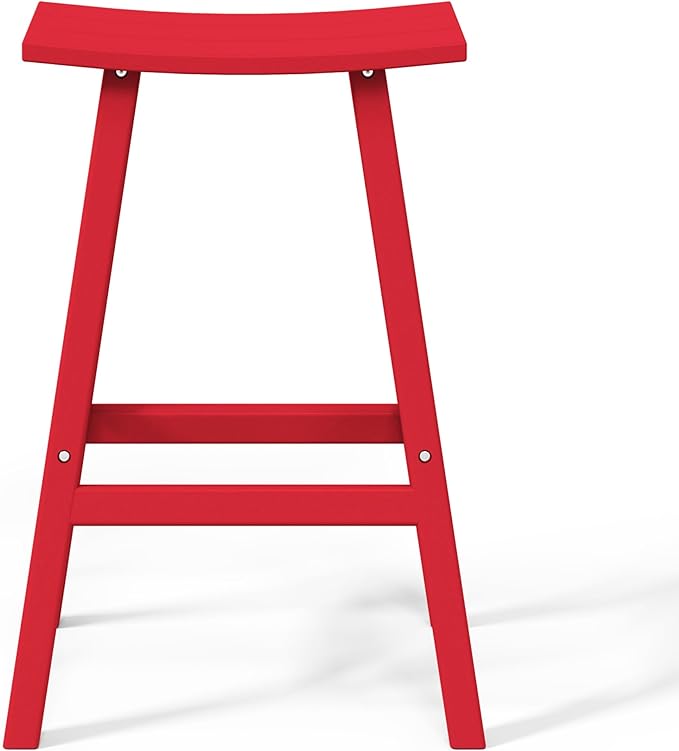 WestinTrends Malibu 29 Inch Outdoor Bar Stools, All Weather Resistant Poly Lumber Adirondack Bar Height Stools, Red