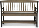 Merax 51" Outdoor Bench with Storage, Acacia Wood Metal Frame Chair Furniture for Garden Patio, Porch, Backyard, Park - Photo 5