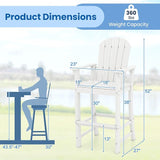 Tangkula Outdoor Tall Adirondack Chair 30 Inches Seat Height, HDPE Bar Height Patio Chair with High Backrest - Photo 2