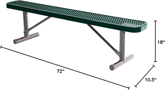 COATEDOUTDOORFURNITURE Heavy-Duty Portable Outdoor Bench Thermoplastic Coated, Expanded Metal, Commercial-Grade Seating, Made in America (Portable Without Back, 6 Ft, Dark Green)