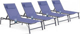 Foldable Outdoor Lounge Chairs Set of 4, No Assembly Chaise Lounge Outdoor with Cup Holder and 6 Adjustable Positions - Photo 1