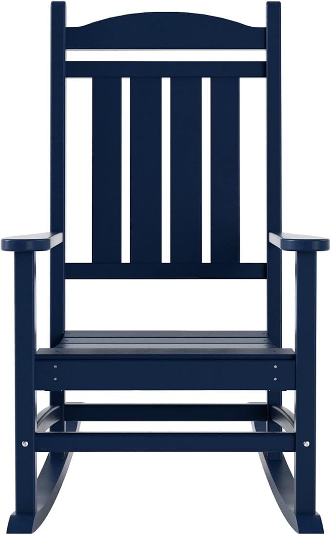 WO Home Furniture Patio Rocking Chair Farmhouse Outdoor HDPE UV Weather Resistant (Navy Blue)
