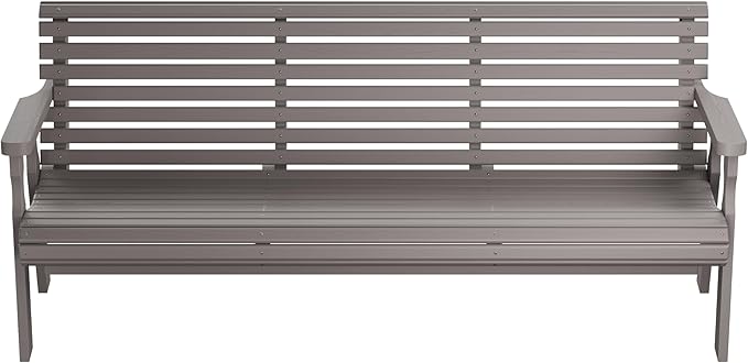 Amish Casual Heavy Duty 6 Foot Roll Back Outdoor Bench in Semi Solid Grey Stain - Amish Made in The USA from Treated Pine for Outdoor Durability, 700 Lb Weight Capacity