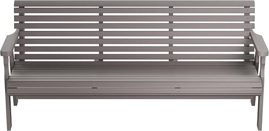 Amish Casual Heavy Duty 6 Foot Roll Back Outdoor Bench in Semi Solid Grey Stain - Amish Made in The USA from Treated Pine for Outdoor Durability, 700 Lb Weight Capacity