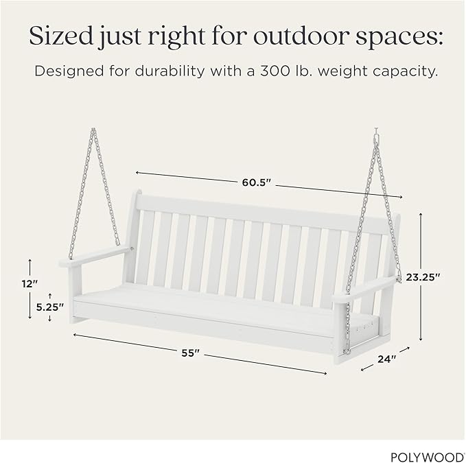 POLYWOOD GNS60WH Vineyard 60" Swing, White - Photo 3