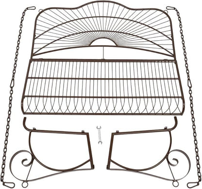 Porch Swing Hanging Bench Metal Porch Swing Outdoor Patio Furniture Iron Swing Chair Heavy Duty Steel Black Porch Swing Hanging Chair Porch Swings for Garden, Yard, Deck, Backyard(Not Included Stand)