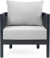 Merax Single Outdoor Acacia Wood Wicker Club Chair with Cushion,Patio Furniture Conversation Seat for Garden - Photo 4