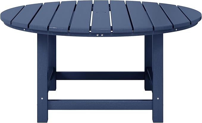 WestinTrends Dylan 5-Piece Outdoor Patio HDPE Adirondack Chair with Round Coffee Table Conversation Set, Navy Blue