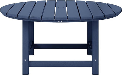 WestinTrends Dylan 5-Piece Outdoor Patio HDPE Adirondack Chair with Round Coffee Table Conversation Set, Navy Blue